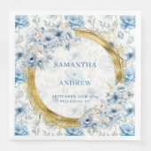 Chic Boho Pastel Blue Gold Glitzer Wedding Napkins Serviette (Vorderseite)