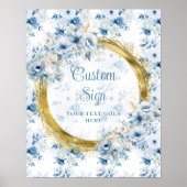 Chic Boho Pastel Blue Gold Wedding Custom Tabletop Poster (Vorne)