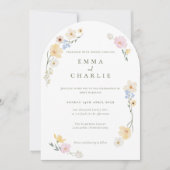 Chic Boho Pastel Wildblumen Frühjahrssommer Hochze Einladung (Vorderseite)