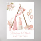 Chic Boho Pink Bläsertücher Dusche Begrüßungsppost Poster (Vorne)