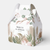 Chic Boho Pink Orchideen & Getrocknete Blätter Hoc Geschenkschachtel (Rückseite)