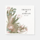 Chic Boho Pink Orchideen & Getrocknete Blätter Hoc Serviette (Vorderseite)