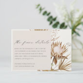 Chic Boho Protea Dry Palm Blumenzwiebeldetails Begleitkarte (Stehend Vorderseite)