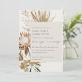 Chic Boho Protea Dry Palm Floral Ehe einladen Dankeskarte (Stehend Vorderseite)