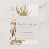 Chic Boho Protea Dry Palm Floral Wedding RSVP Begleitkarte (Vorderseite)