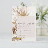 Chic Boho Protea Dry Palm Floral Wedding RSVP Begleitkarte (Stehend Vorderseite)