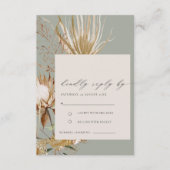 Chic Boho Protea Dry Palm Floral Wedding RSVP Begleitkarte (Vorderseite)