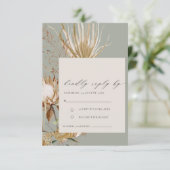 Chic Boho Protea Dry Palm Floral Wedding RSVP Begleitkarte (Stehend Vorderseite)