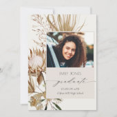 Chic Boho Protea Dry Palm Foto Abschluss Ankündigung (Vorderseite)