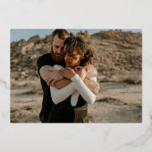 Chic boho Rahmen einfache Foto Skript Hochzeit Folieneinladung (Rückseite)