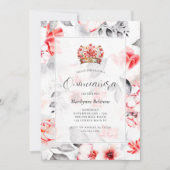 Chic Boho Red Floral Quinceañera Einladung (Vorderseite)
