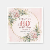 Chic Boho Rose Gold Watercolor 60 Birthday Napkins Serviette (Vorderseite)