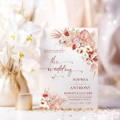 Chic Boho Rustic & Blush Wasserfarbenblühende Hoch Einladung