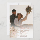 Chic boho rustikale Pampas Blumenmond Hochzeit Save The Date (Rückseite)