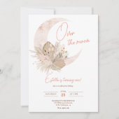 Chic boho rustikale Pampas Blumenmoon 1. Geburtsta Einladung (Vorderseite)
