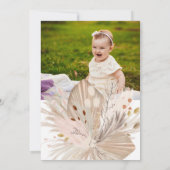 Chic boho rustikale Pampas Blumenmoon 1. Geburtsta Einladung (Rückseite)