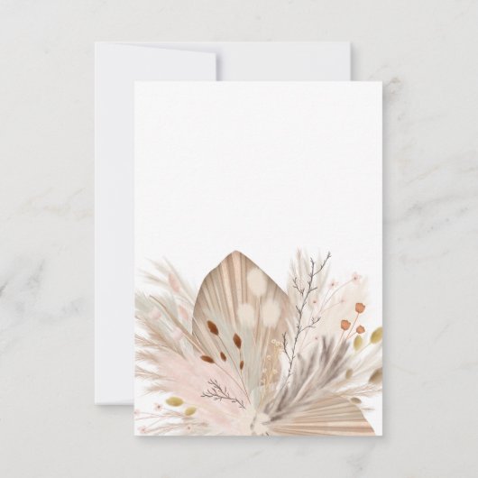 Chic boho rustikale Pampas Blumenmoon Bridal Dankeskarte (Rückseite)