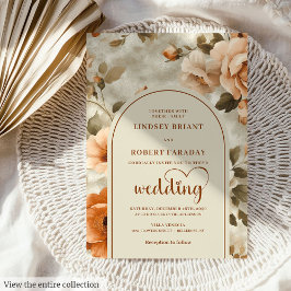 Chic Boho Rusty Ivory Sage Floral Wedding Invites Einladung