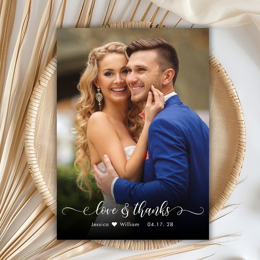 Chic Boho Script 2 Foto Wedding Danke Karte