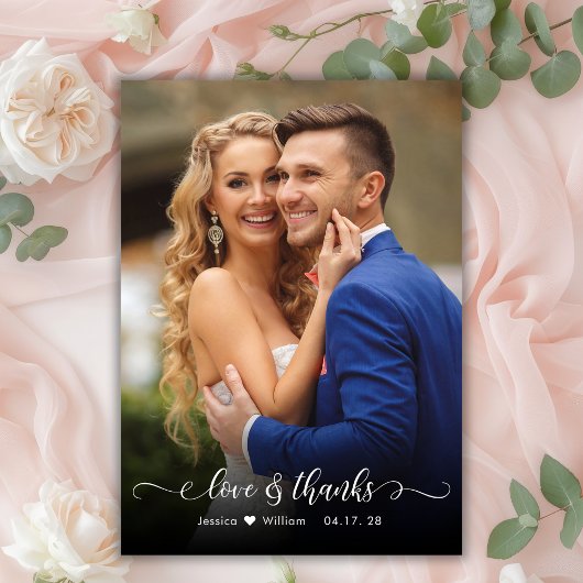 Chic Boho Script 2 Foto Wedding Danke Karte