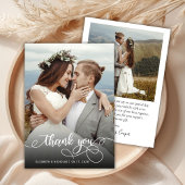 Chic Boho Script Foto Wedding Danke Card