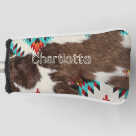 Chic Boho Southwestern Cowhide Name Golf Headcover