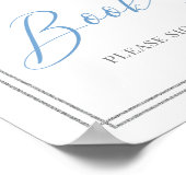 Chic Boho stausty blue bloralsilberes Gästebuchzei Poster (Ecke)