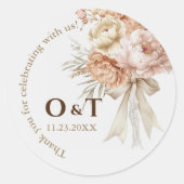 Chic Boho Stil Hochzeit Vielen Dank, dass Sie Stic Runder Aufkleber (Vorderseite)