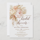 Chic Boho Style Creamy Floral Brautparty Einladung (Vorderseite)