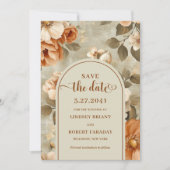 Chic Boho Terra Cotta Beige Floral Save The Date Einladung (Vorderseite)