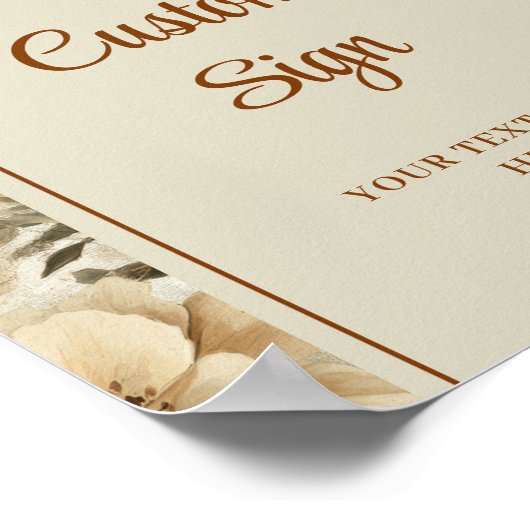 Chic Boho Terra Cotta Beige Olive Floral Custom  Poster (Ecke)