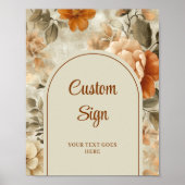 Chic Boho Terra Cotta Beige Olive Floral Custom Poster (Vorne)