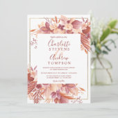 Chic boho terracotta Blütenfarbe Hochzeit Einladung (Stehend Vorderseite)