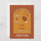 Chic Boho Terracotta Rust Burnt Orange Retro Foto Einladung (Vorderseite)
