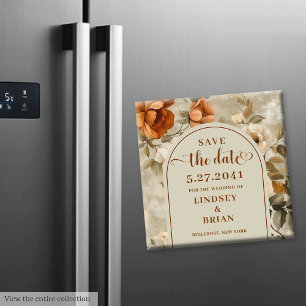 Chic Boho Terrakotta Beige Salbei Floral Hochzeits Magnet