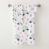 Chic Boho Towels Navy Pink Rainbow Gift Idea Badhandtuch Set (Insitu)
