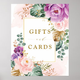 Chic Boho Tropical Floral Wedding Cards & Gifts Poster