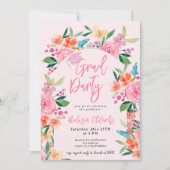 Chic Boho Watercolor Foto Graduation Party Einladung (Vorderseite)