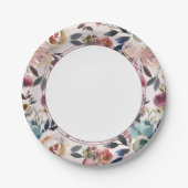 Chic Boho Wedding Blush Pink auf Pink Pappteller (Vorderseite)