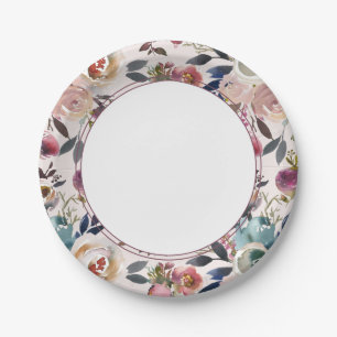 Chic Boho Wedding Blush Pink auf Pink Pappteller
