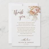 Chic Boho Wedding danke Ihnen Empfang Table Card (Vorderseite)