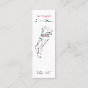 Chic boho Wildblume Hochzeitshaar Stylist Mini Visitenkarte
