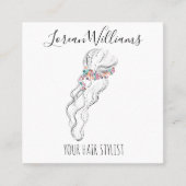 Chic boho Wildblume Hochzeitshaar Stylist Quadratische Visitenkarte (Vorderseite)