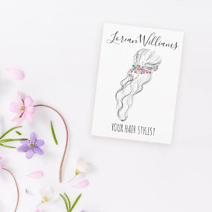 Chic boho Wildblume Hochzeitshaar Stylist Visitenkarte