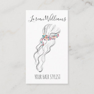 Chic boho Wildblume Hochzeitshaar Stylist Visitenkarte