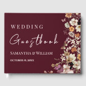 Chic Boho Wildblume Rustic Burgundy Wedding Gästebuch (Vorderseite)