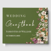 Chic Boho Wildblume Rustic Moss Green Wedding Gästebuch (Vorderseite)