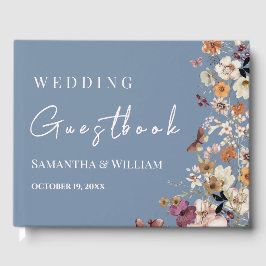 Chic Boho Wildblume Rustic Periwinkle Wedding Gästebuch