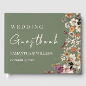 Chic Boho Wildblume Rustic Sage Green Wedding Gästebuch (Vorderseite)