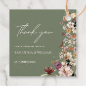 Chic Boho Wildblume Rustic Sage Green Wedding Geschenkanhänger (Rückseite)